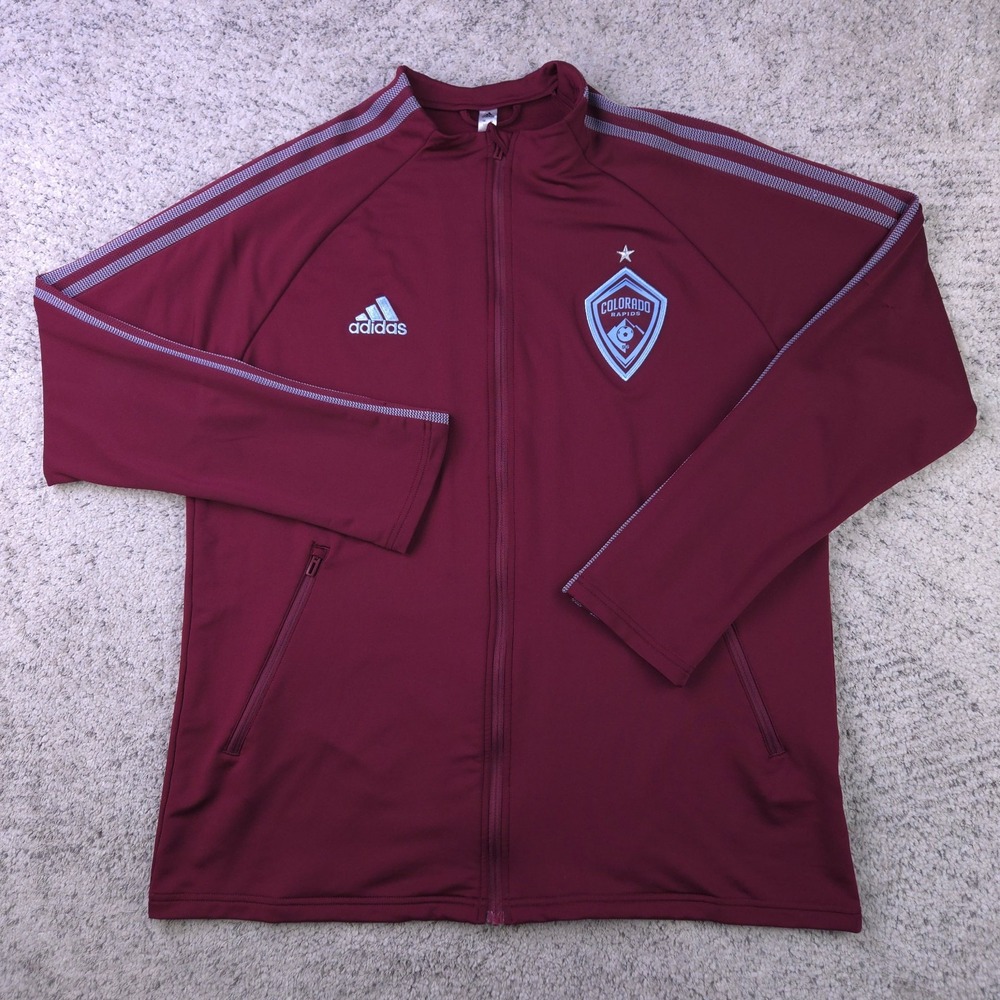 Colorado Rapids Jacket Mens Large Adidas Track Warmup Full Zip Soccer Burgundy